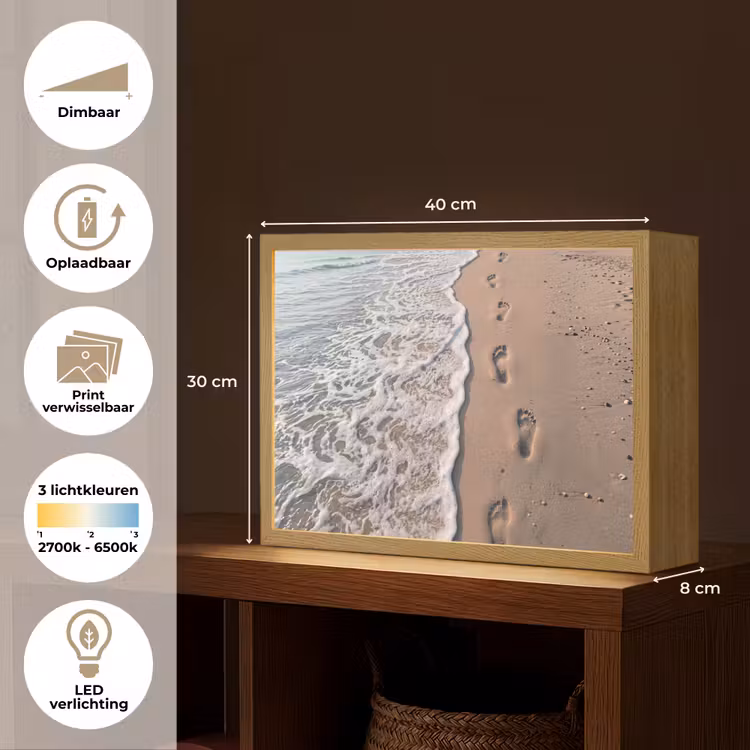Lightbox - Wandlamp - Voetstappen - Vloedlijn - Zee — 10