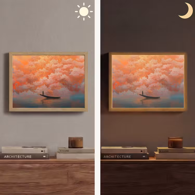 Lightbox - Wandlamp - Zee - Boot - Wolken - Oranje — 6