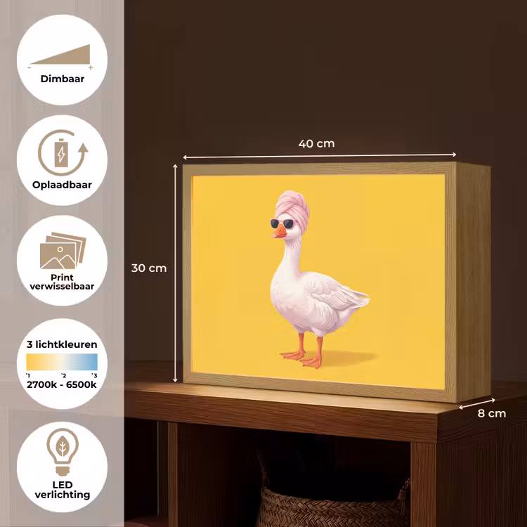 Lightbox - Wandlamp - Eend - Zonnebril - Geel — 10