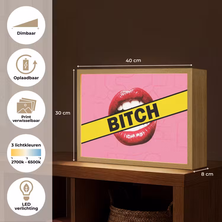 Lightbox - Wandlamp - Lippen - Tekst - Kleurrijk — 10