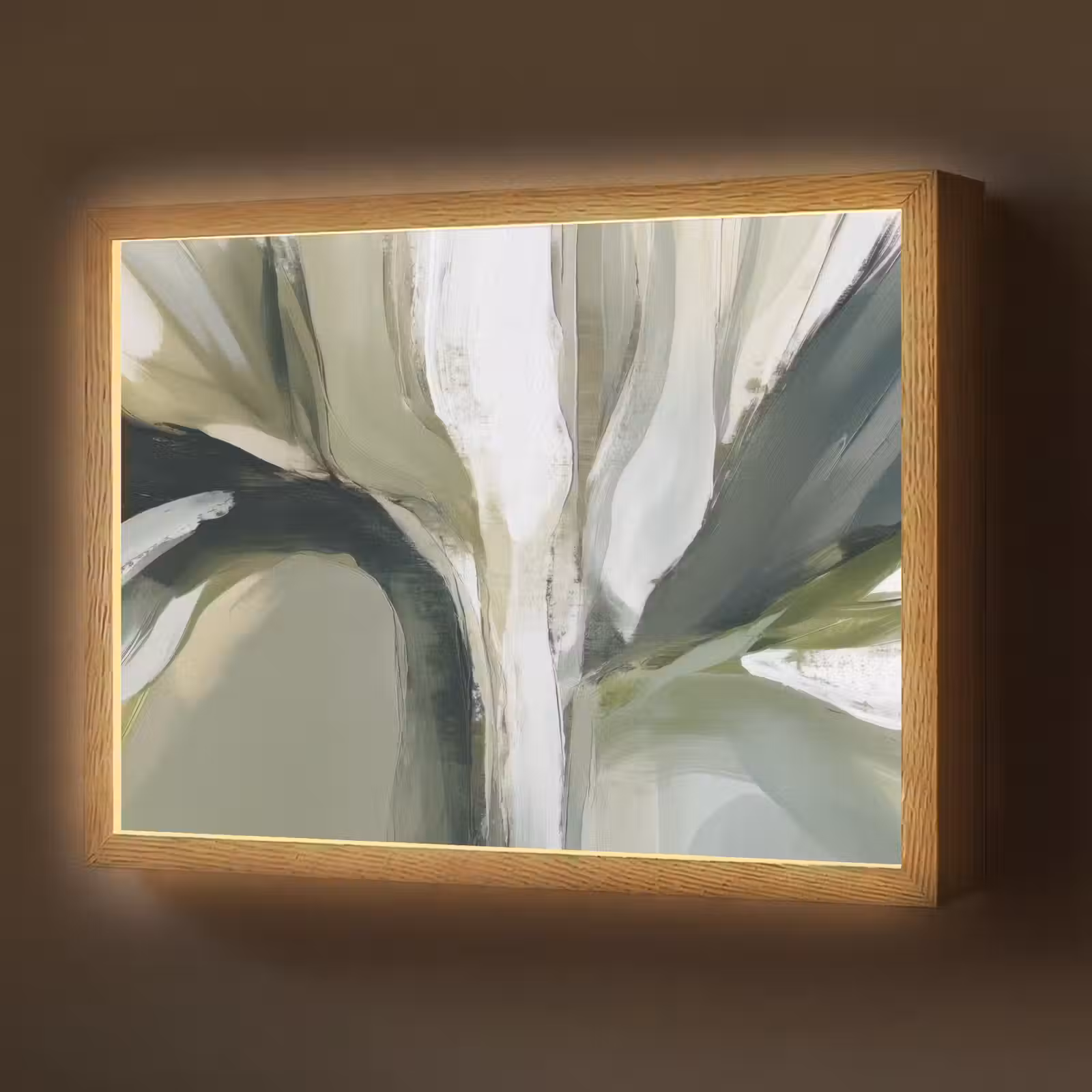 Lightbox - Wandlamp - Natuur - Abstract - Groen - Penseelstreken — 1