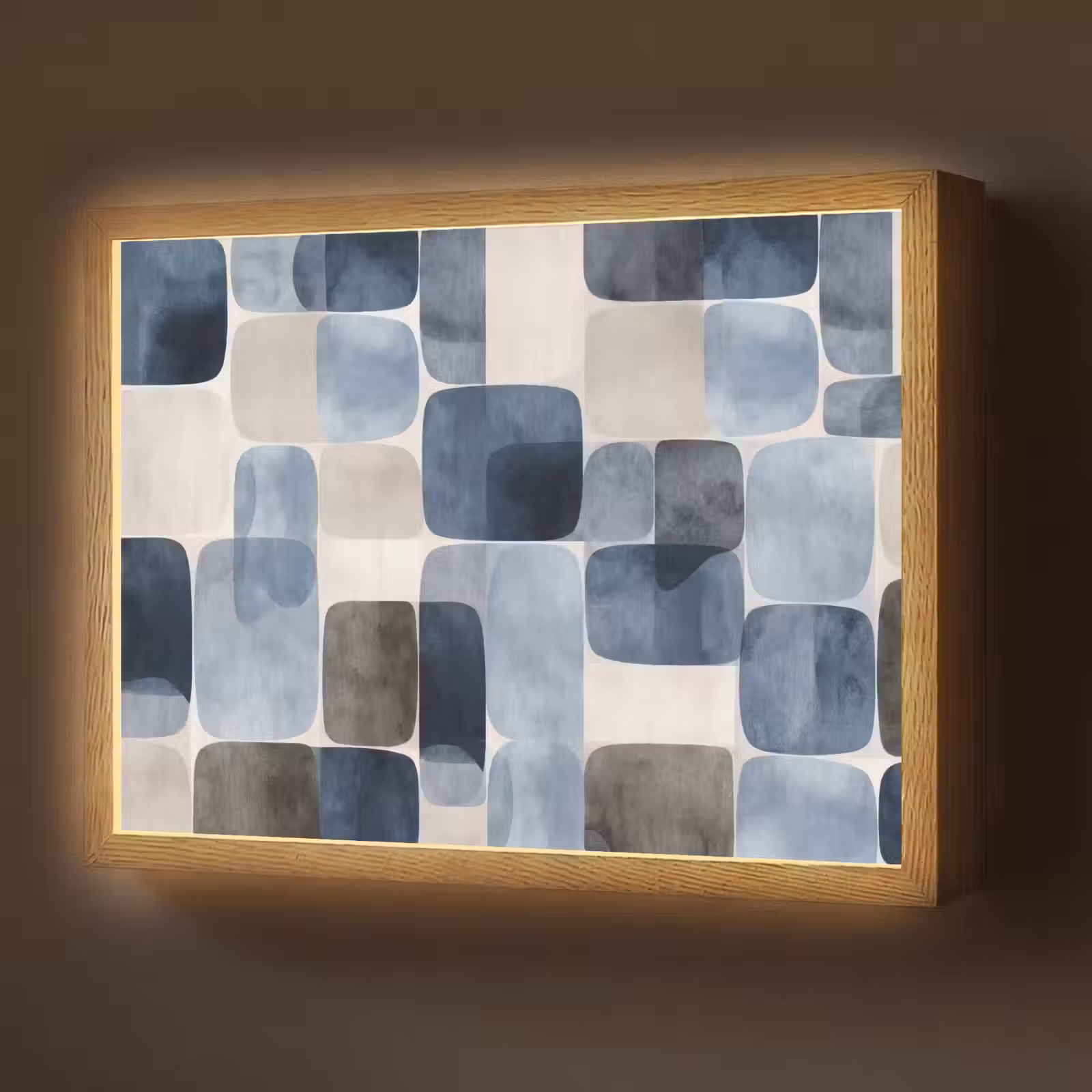 Lightbox - Wandlamp - Patroon - Blauw - Vierkanten — 1