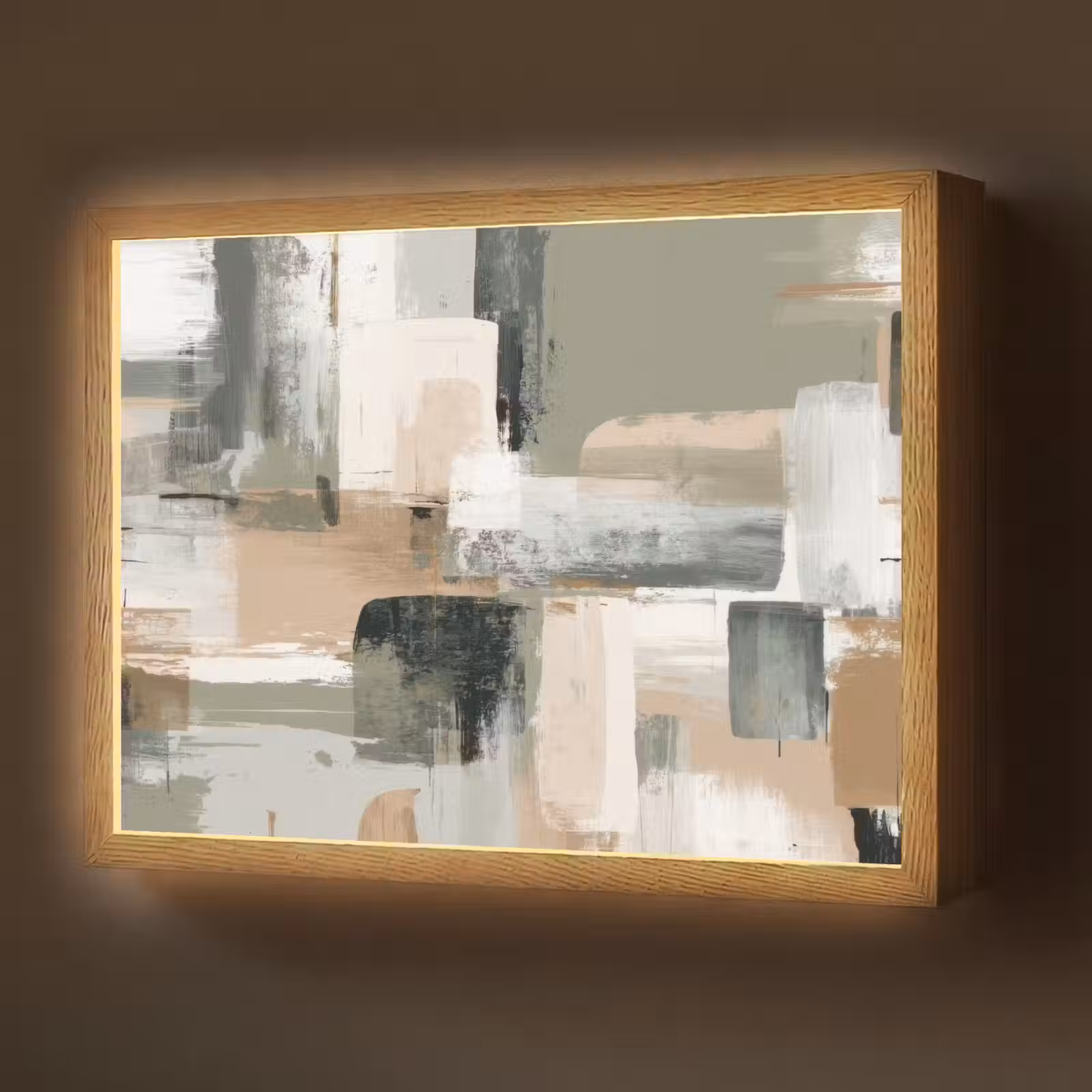 Lightbox - Wandlamp - Penseelstreken - Abstract - Aardetinten — 1