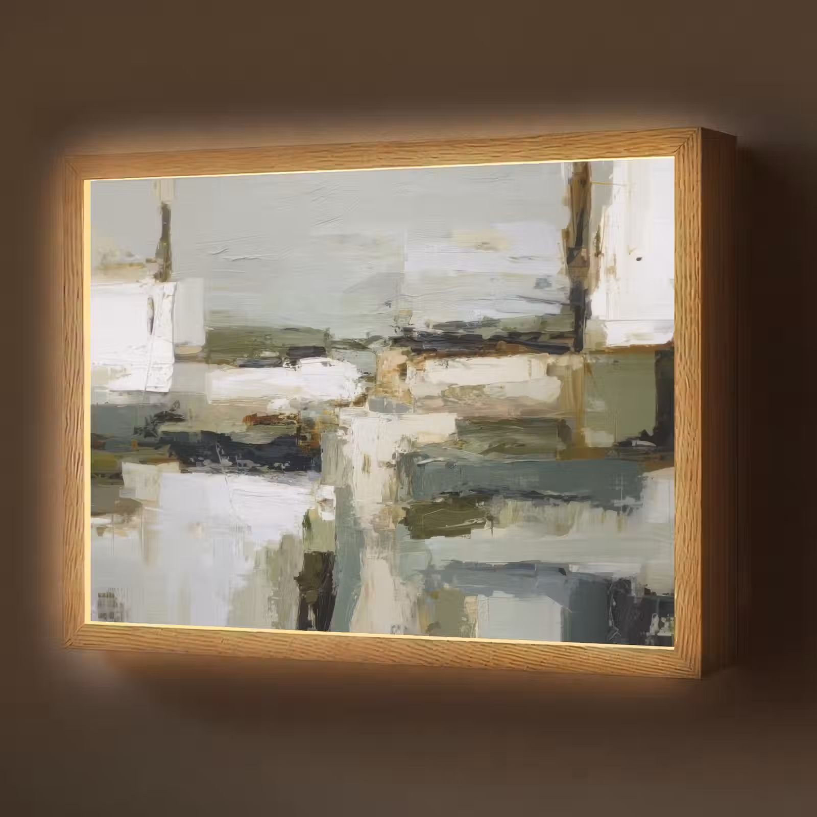 Lightbox - Wandlamp - Penseelstreken - Groen - Abstract - Japandi — 1