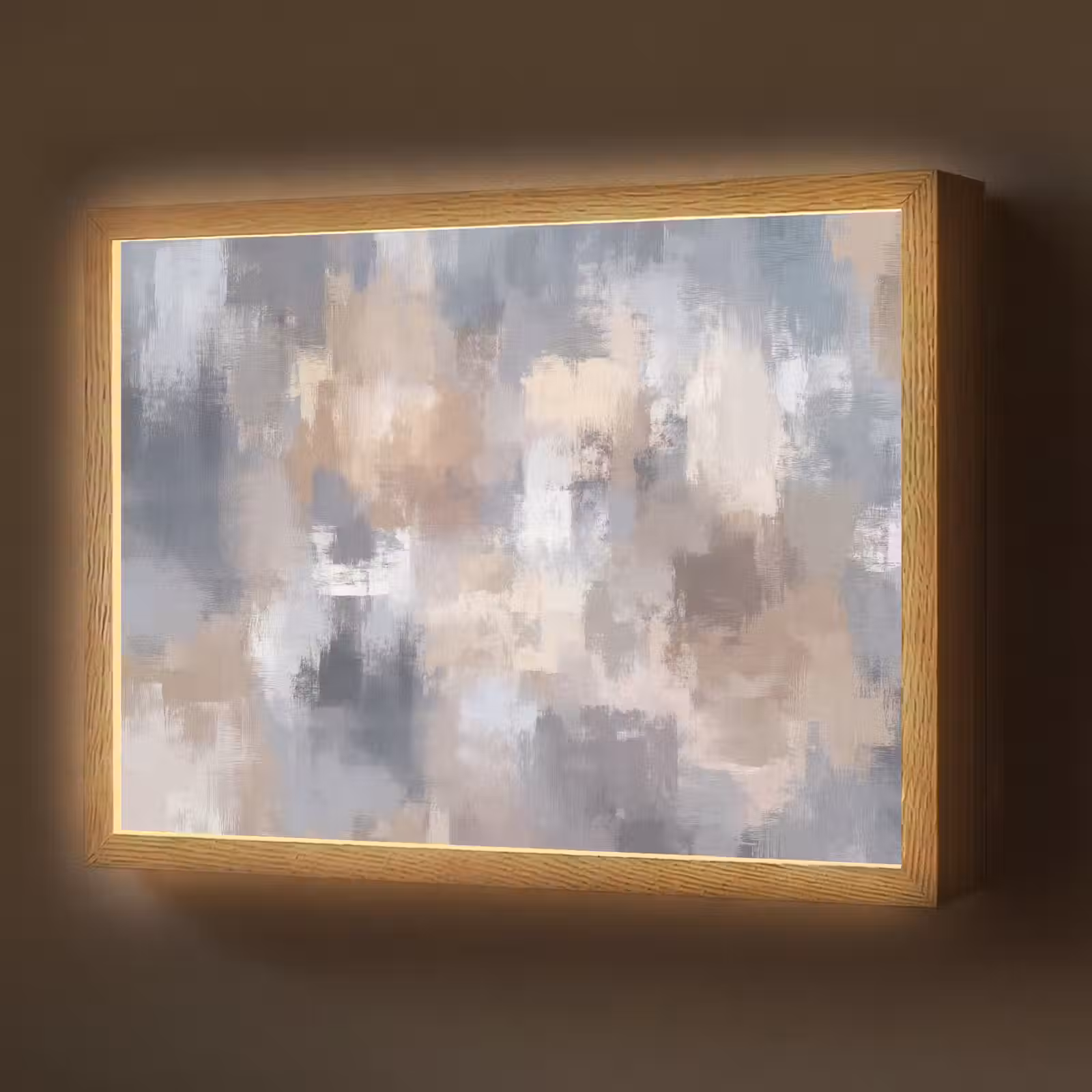 Lightbox - Wandlamp - Penseelstreken - Schilderij - Beige — 1
