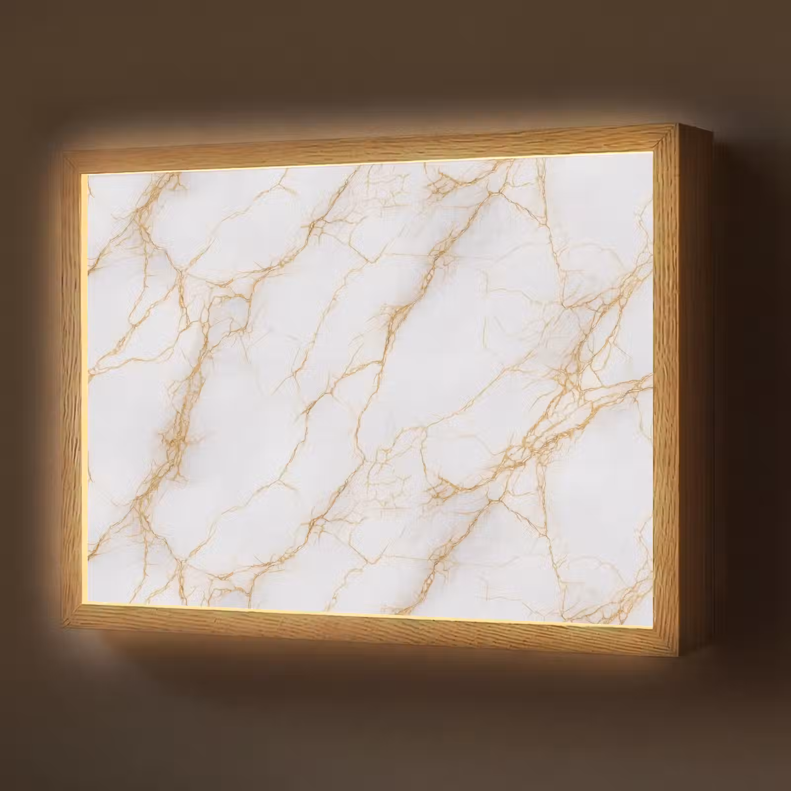 Lightbox - Wandlamp - Wit - Goud - Marmer - Aders — 1