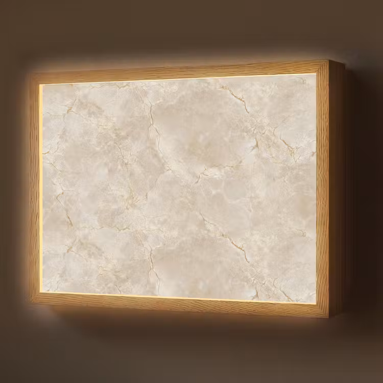 Lightbox - Wandlamp - Lichtbeige - Marmer - Aders — 1