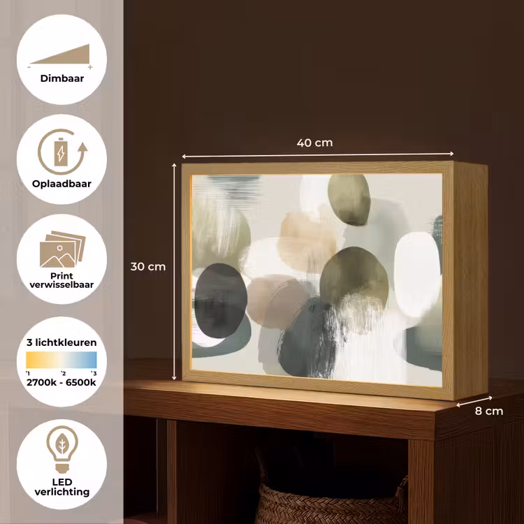 Lightbox - Wandlamp - Minimalistisch - Cirkels - Penseelstreken - Beige — 10