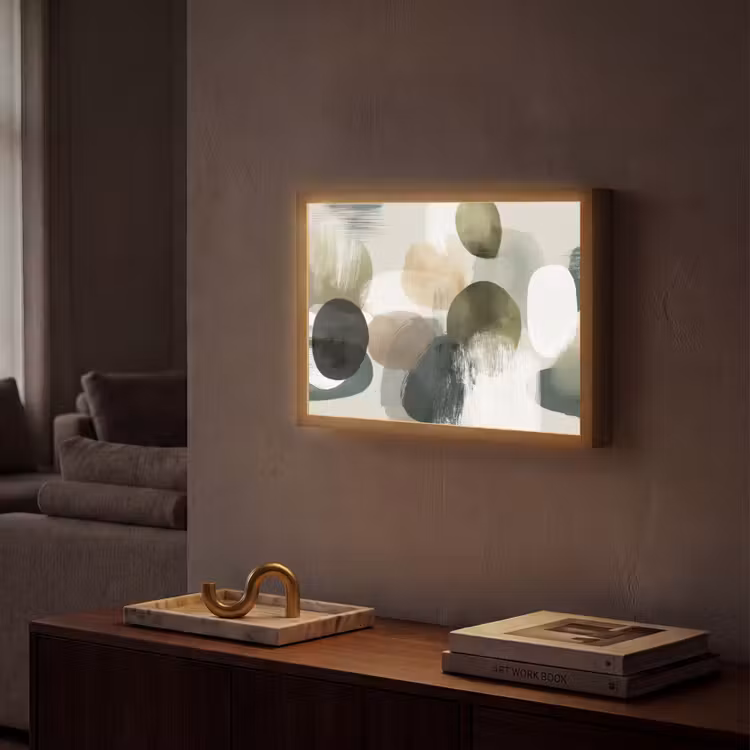 Lightbox - Wandlamp - Minimalistisch - Cirkels - Penseelstreken - Beige — 2