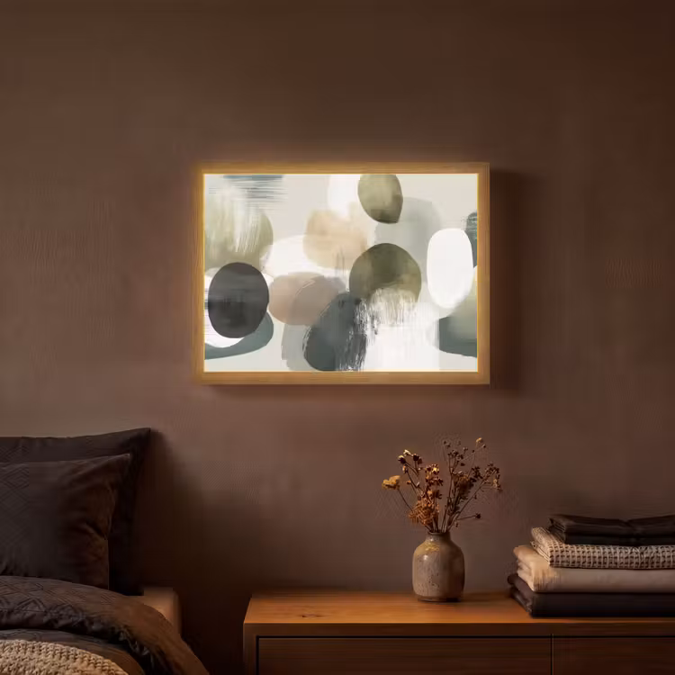 Lightbox - Wandlamp - Minimalistisch - Cirkels - Penseelstreken - Beige — 3