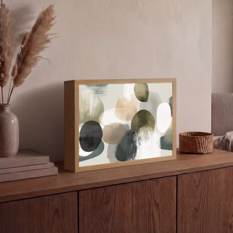 Lightbox - Wandlamp - Minimalistisch - Cirkels - Penseelstreken - Beige — 4