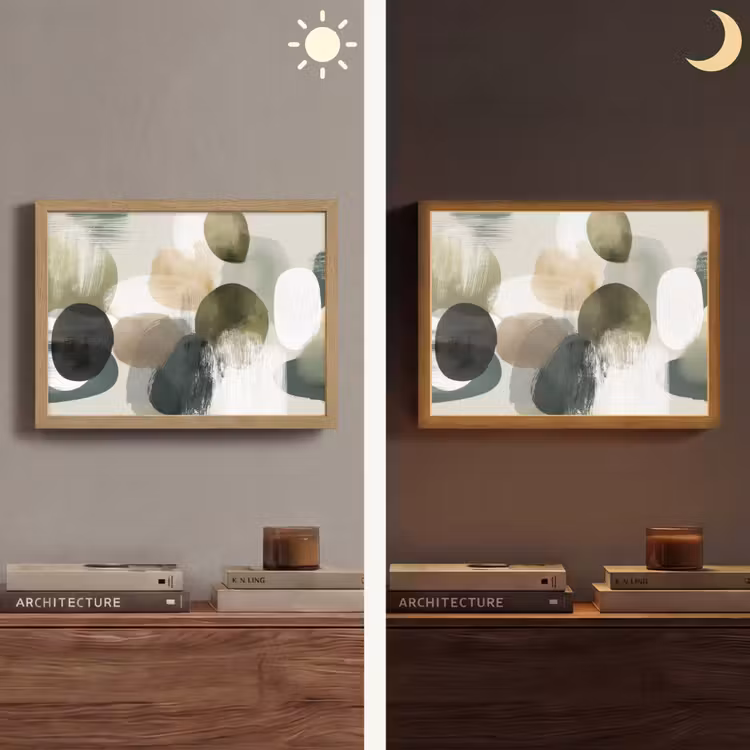Lightbox - Wandlamp - Minimalistisch - Cirkels - Penseelstreken - Beige — 6