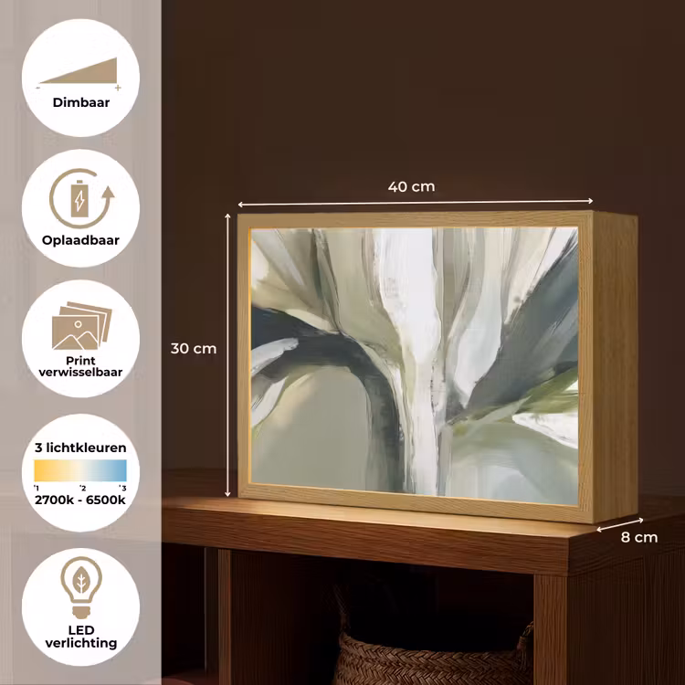 Lightbox - Wandlamp - Natuur - Abstract - Groen - Penseelstreken — 10