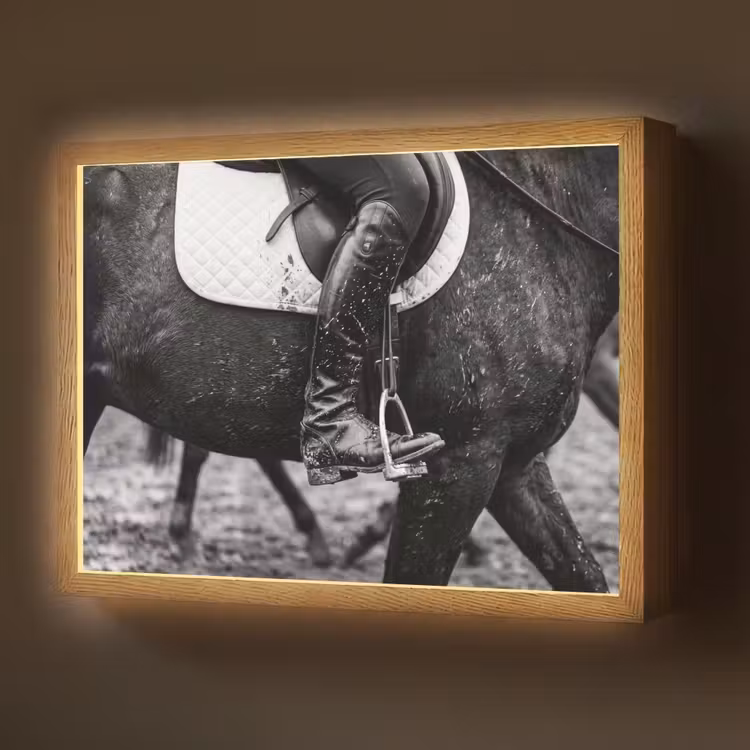 Lightbox - Wandlamp - Paard - Sport - Zwart - Wit — 1
