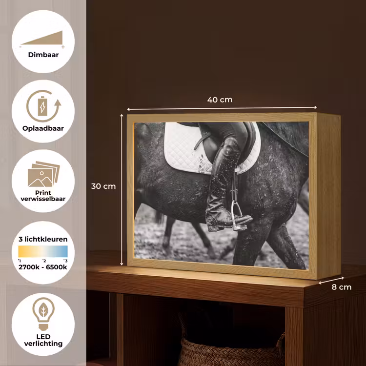 Lightbox - Wandlamp - Paard - Sport - Zwart - Wit — 10