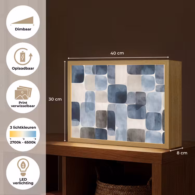 Lightbox - Wandlamp - Patroon - Blauw - Vierkanten — 10