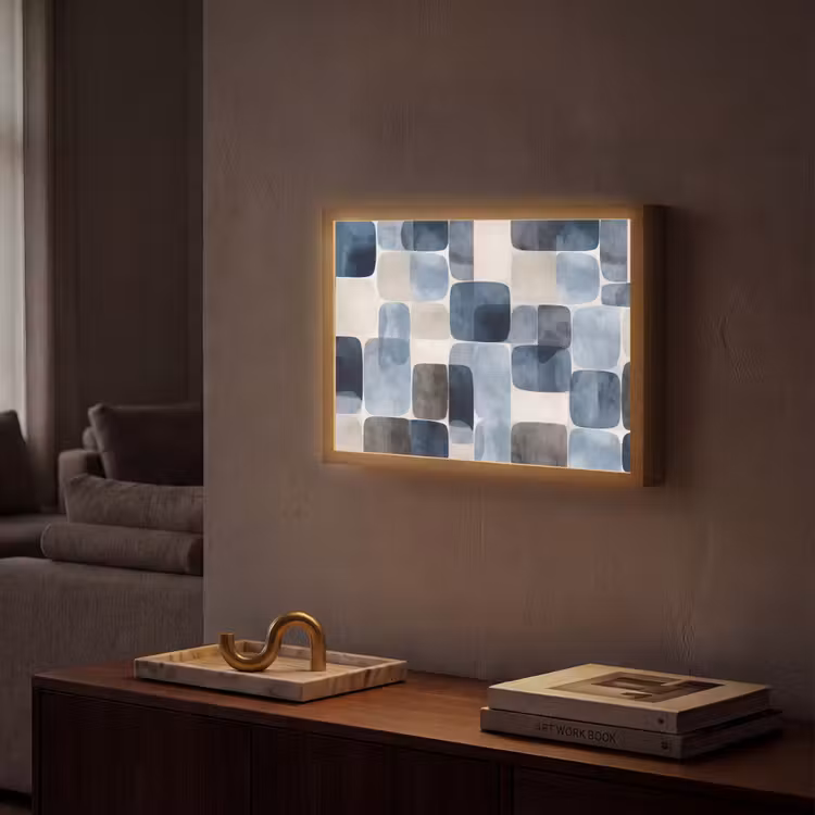 Lightbox - Wandlamp - Patroon - Blauw - Vierkanten — 2