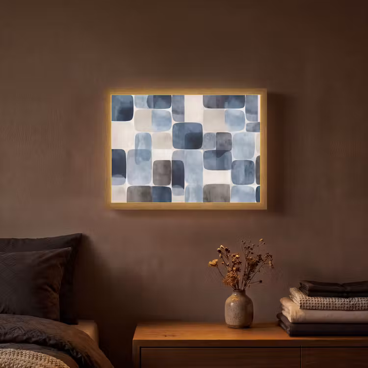 Lightbox - Wandlamp - Patroon - Blauw - Vierkanten — 3