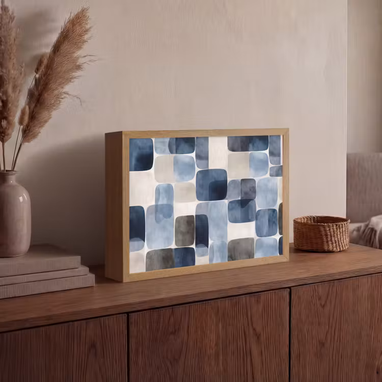 Lightbox - Wandlamp - Patroon - Blauw - Vierkanten — 4