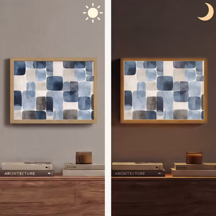 Lightbox - Wandlamp - Patroon - Blauw - Vierkanten — 6