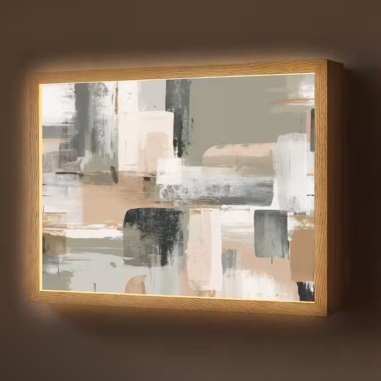 Lightbox - Wandlamp - Penseelstreken - Abstract - Aardetinten — 1