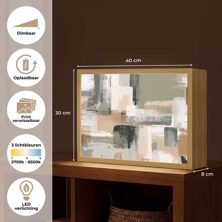 Lightbox - Wandlamp - Penseelstreken - Abstract - Aardetinten — 10