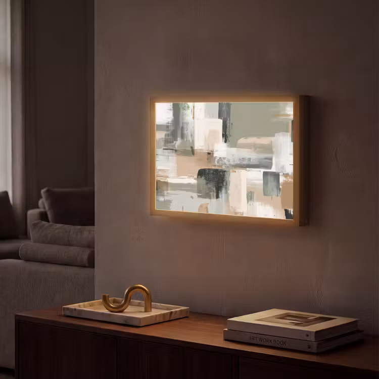 Lightbox - Wandlamp - Penseelstreken - Abstract - Aardetinten — 2