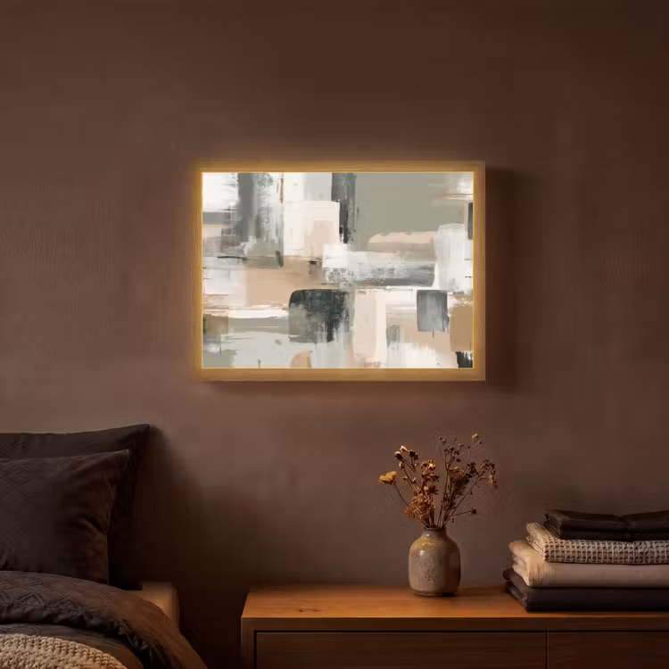 Lightbox - Wandlamp - Penseelstreken - Abstract - Aardetinten — 3