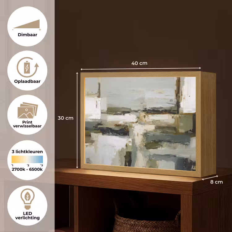 Lightbox - Wandlamp - Penseelstreken - Groen - Abstract - Japandi — 10