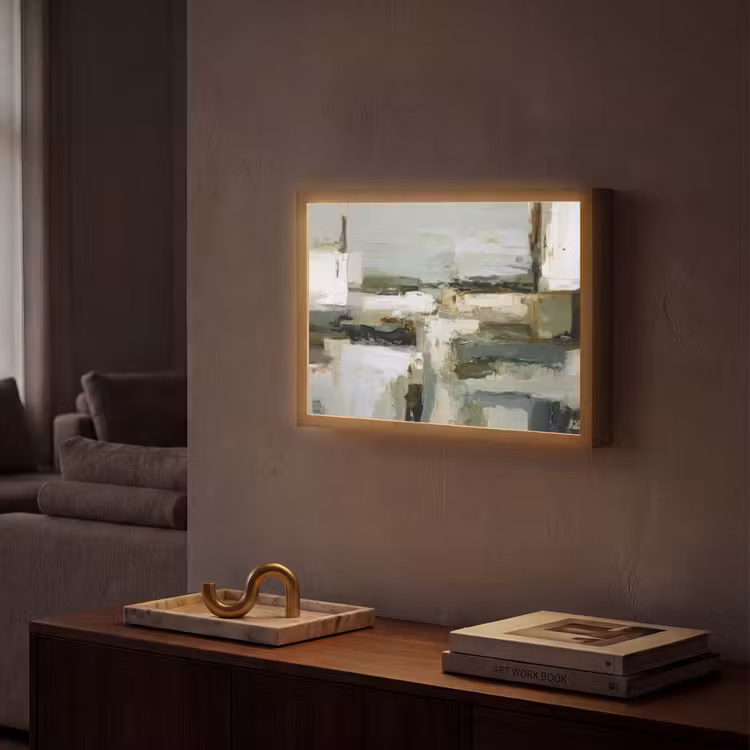 Lightbox - Wandlamp - Penseelstreken - Groen - Abstract - Japandi — 2