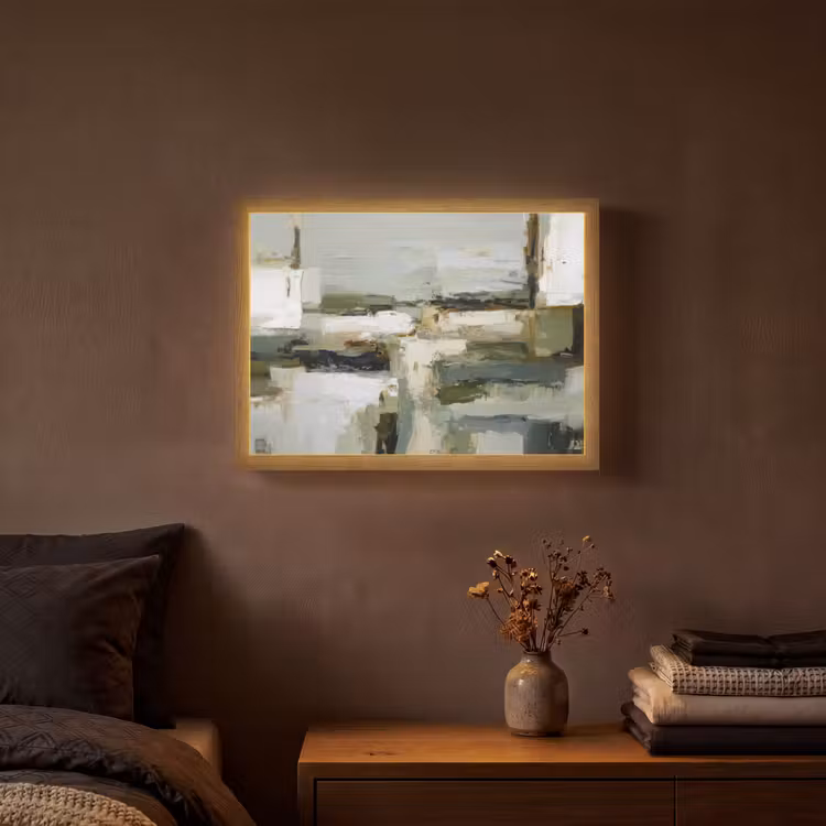 Lightbox - Wandlamp - Penseelstreken - Groen - Abstract - Japandi — 3