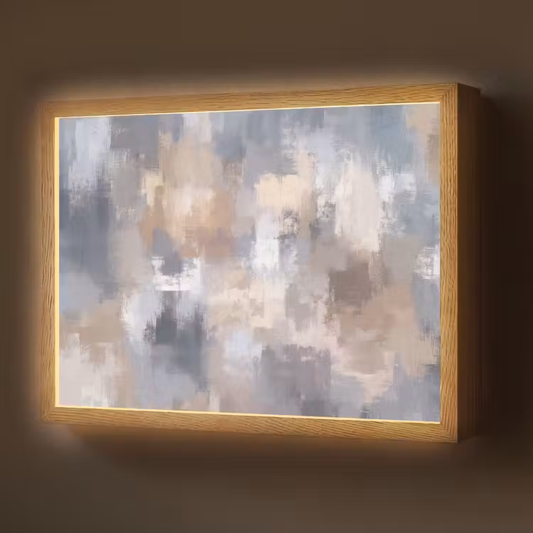 Lightbox - Wandlamp - Penseelstreken - Schilderij - Beige — 1