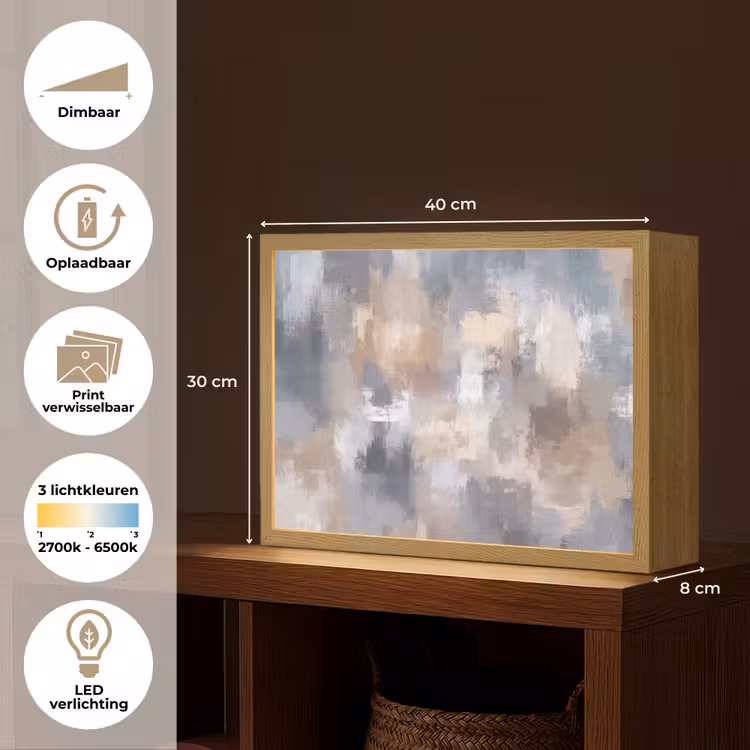 Lightbox - Wandlamp - Penseelstreken - Schilderij - Beige — 10