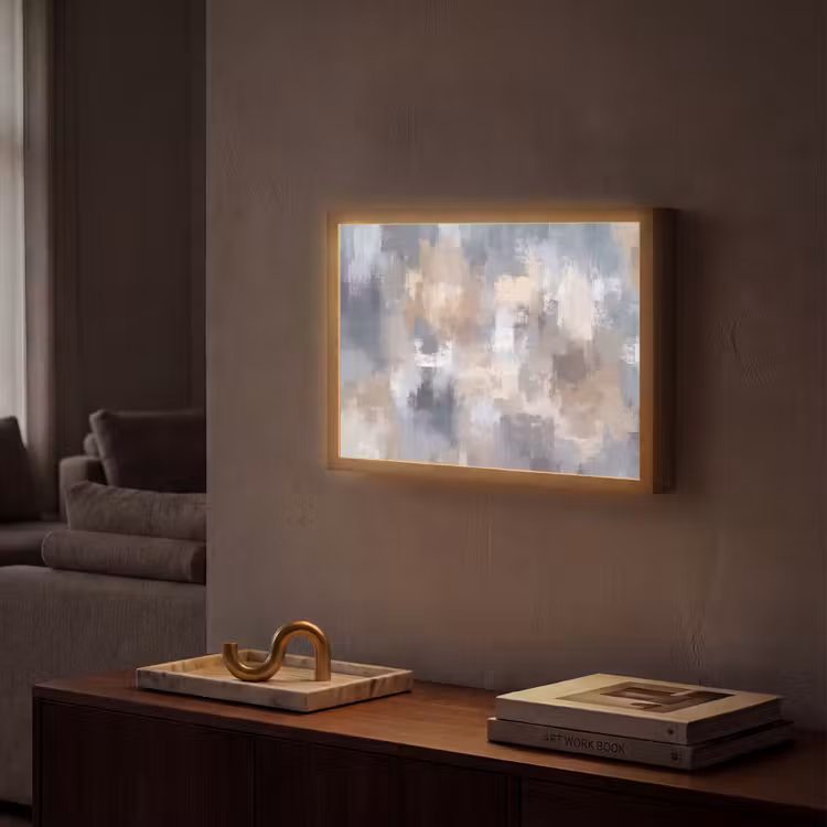 Lightbox - Wandlamp - Penseelstreken - Schilderij - Beige — 2