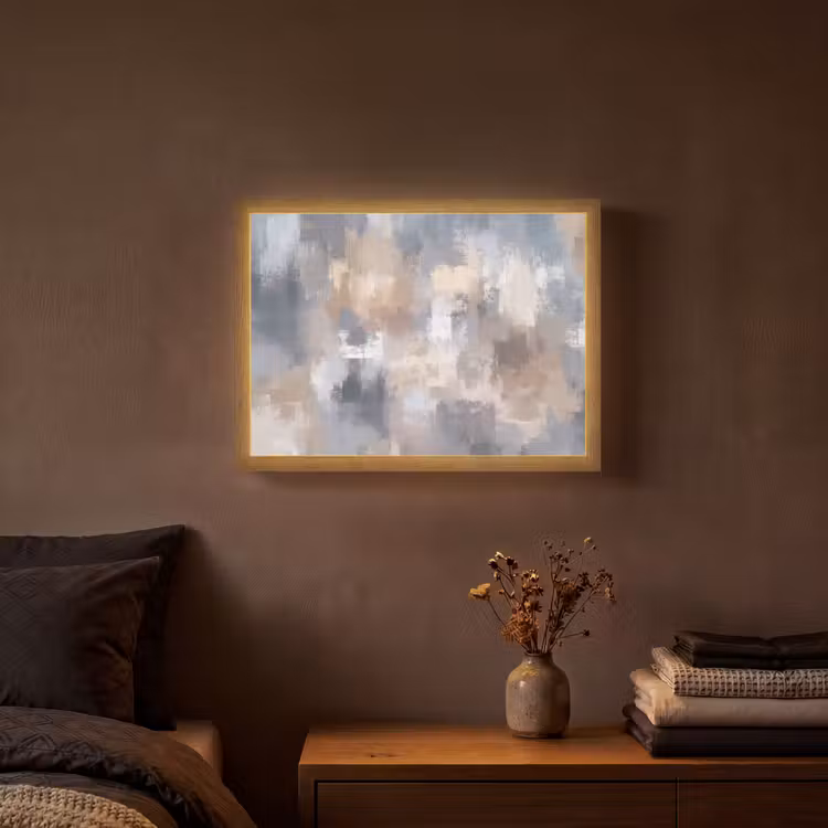 Lightbox - Wandlamp - Penseelstreken - Schilderij - Beige — 3