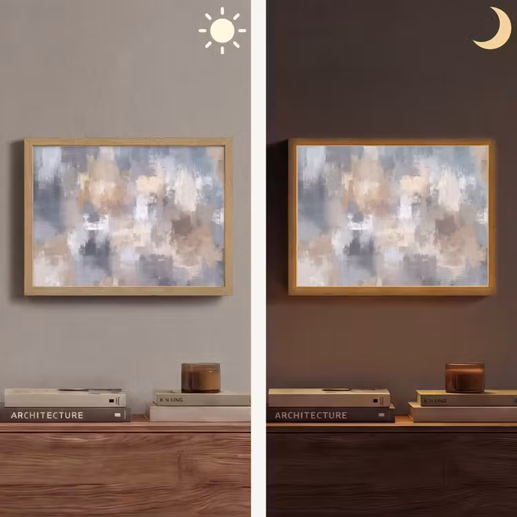 Lightbox - Wandlamp - Penseelstreken - Schilderij - Beige — 6