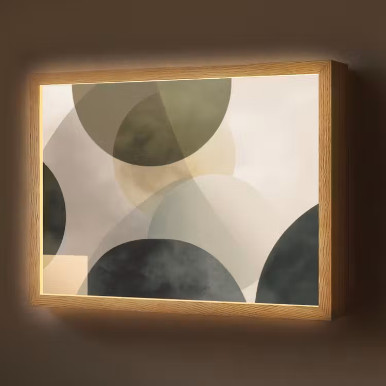 Lightbox - Wandlamp - Vlakken - Abstract - Beige - Cirkels — 1