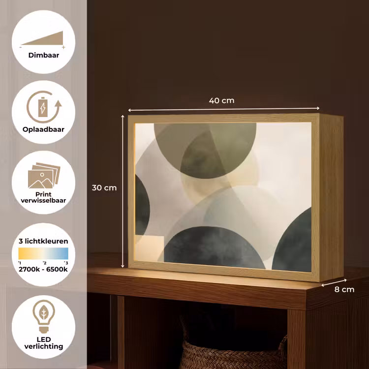 Lightbox - Wandlamp - Vlakken - Abstract - Beige - Cirkels — 10