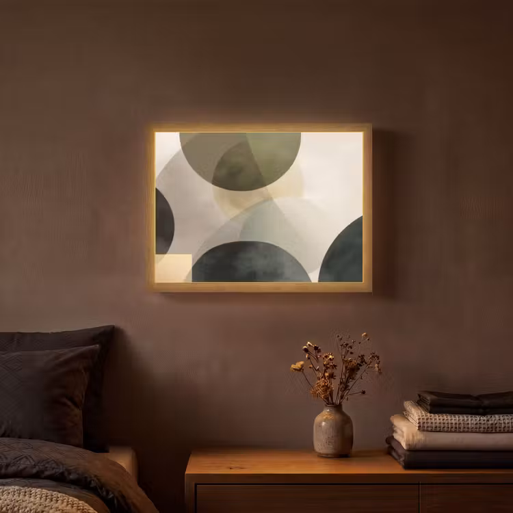 Lightbox - Wandlamp - Vlakken - Abstract - Beige - Cirkels — 3
