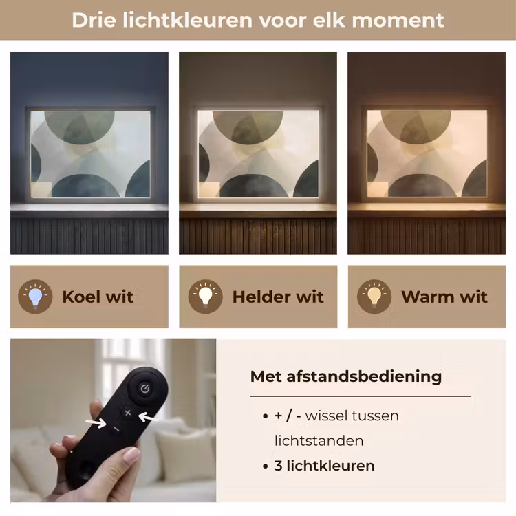 Lightbox - Wandlamp - Vlakken - Abstract - Beige - Cirkels — 8