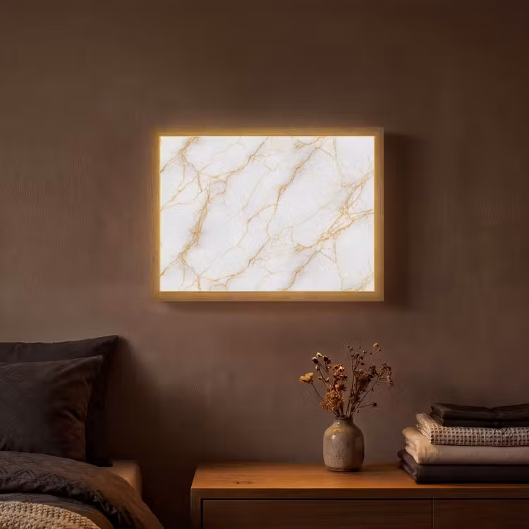 Lightbox - Wandlamp - Wit - Goud - Marmer - Aders — 3