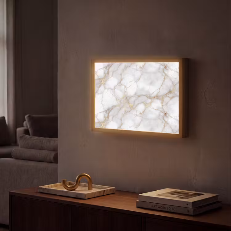 Lightbox - Wandlamp - Wit - Goud - Marmer - Grijs — 2
