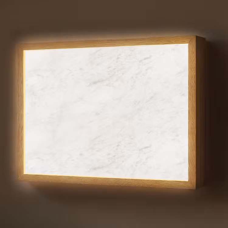 Lightbox - Wandlamp - Wit - Marmer - Grijze aders — 1