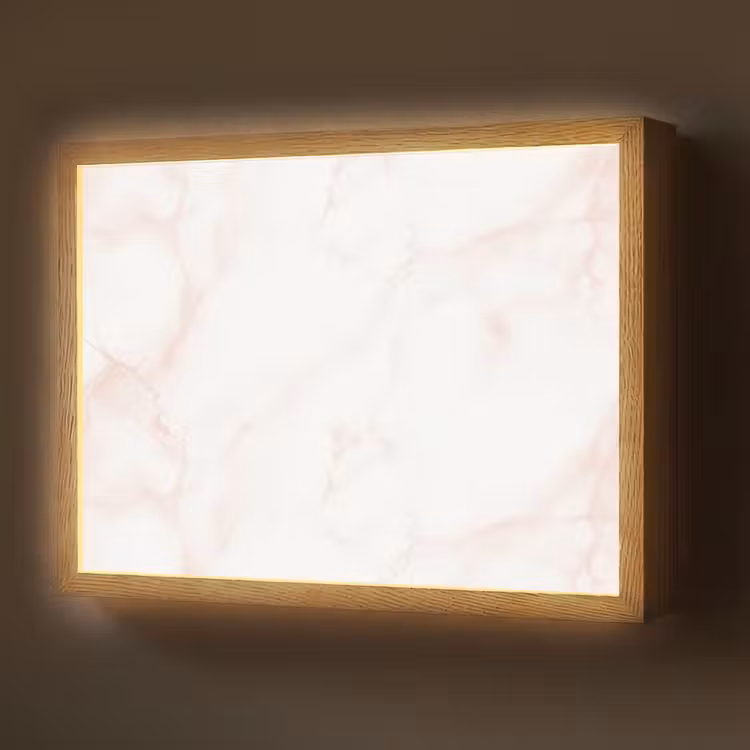 Lightbox - Wandlamp - Zalmroze - Marmer - Aders — 1