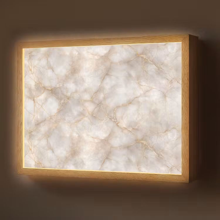 Lightbox - Wandlamp - Zandkleurig - Marmer - Natuursteen — 1