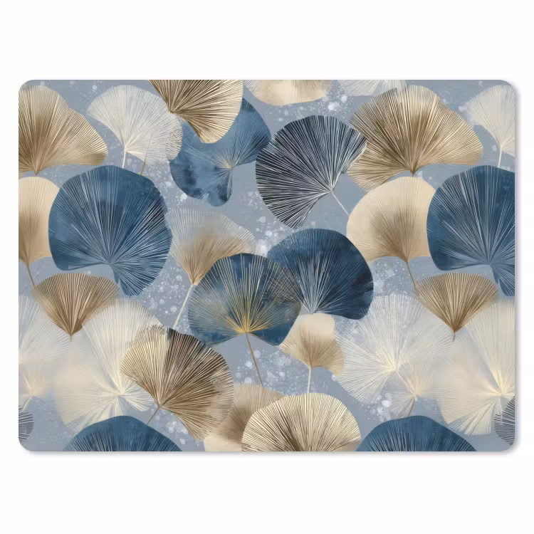 Muismat - Bladeren - Abstract - Goud - Blauw — 1