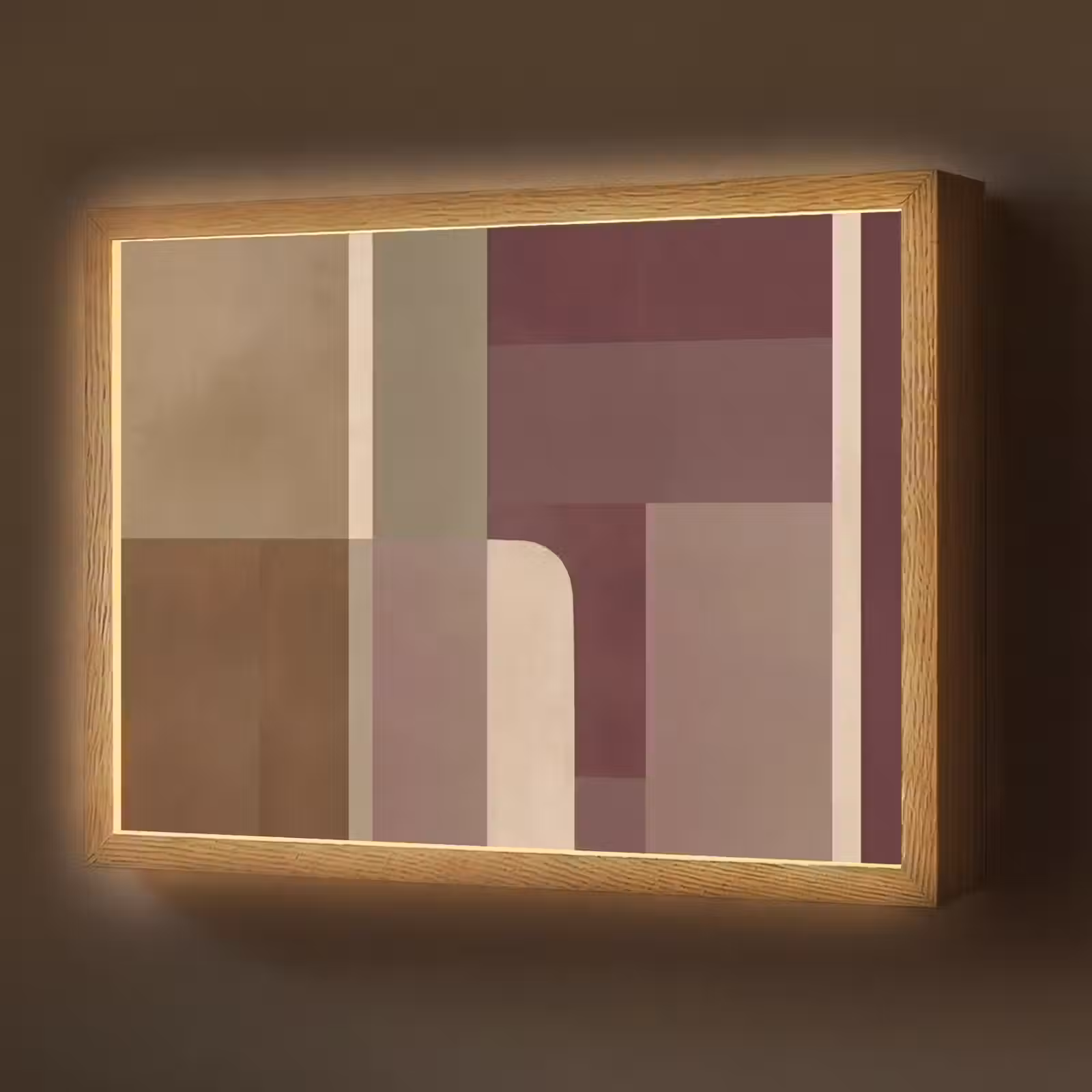 Lightbox - Wandlamp - Vlakken - Abstract - Bordeaux - Lijnen — 1