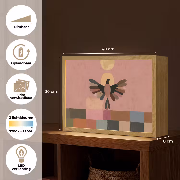 Lightbox - Wandlamp - Illustratie - Vogel - Vlakken - Kleurrijk — 10