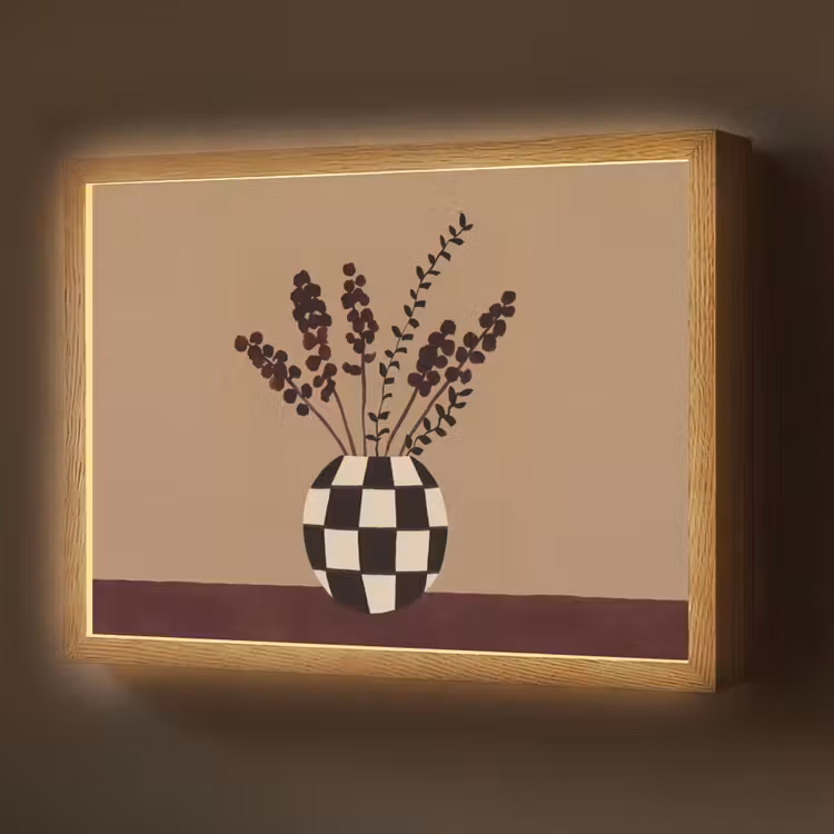 Lightbox - Wandlamp - Minimalistisch - Vaas - Bloemen - Bruin — 1