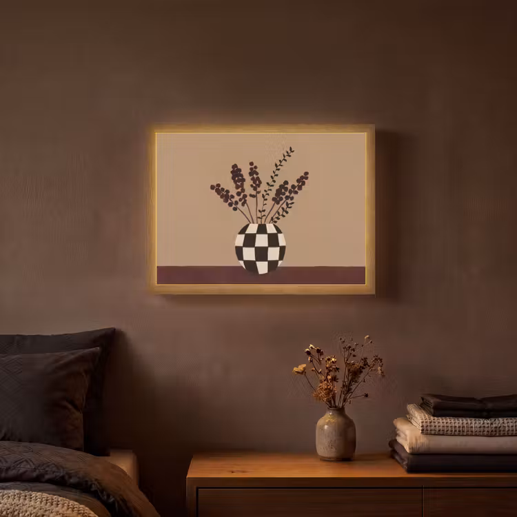 Lightbox - Wandlamp - Minimalistisch - Vaas - Bloemen - Bruin — 3